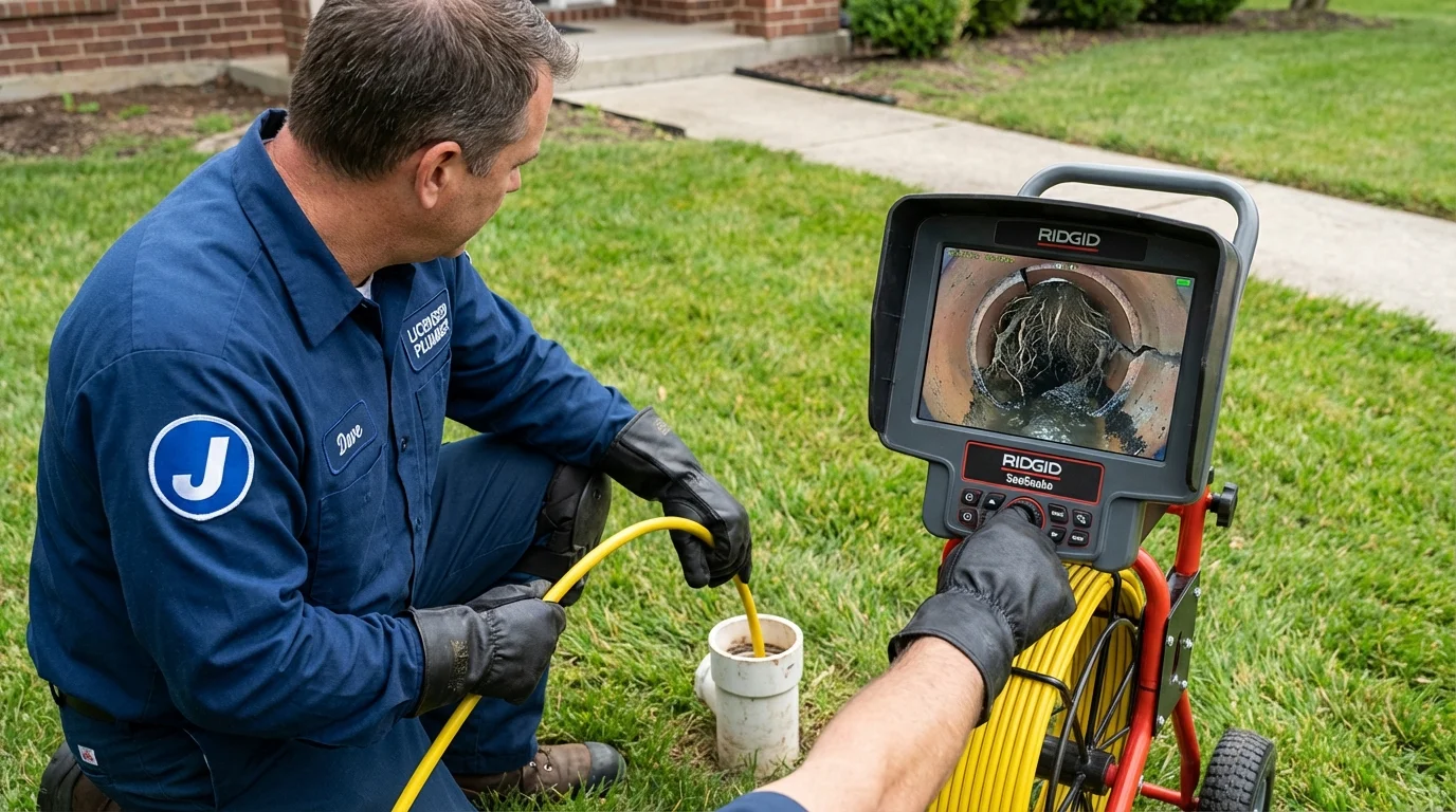 Sewer camera inspection being performed by Johns Plumbing LLC in Robins